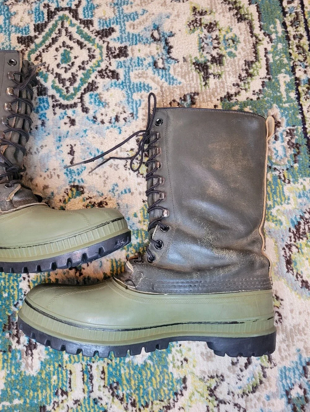 Vintage Sorel Olive Green Tall Heavy Duty Winter Pac Boots, Size Mens 11